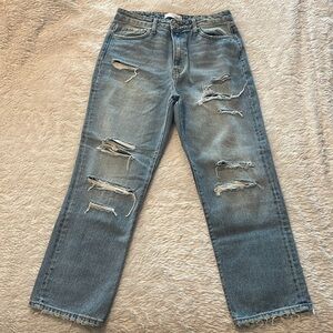 Vervet High Rise Distressed Straight Ankle Length Jean